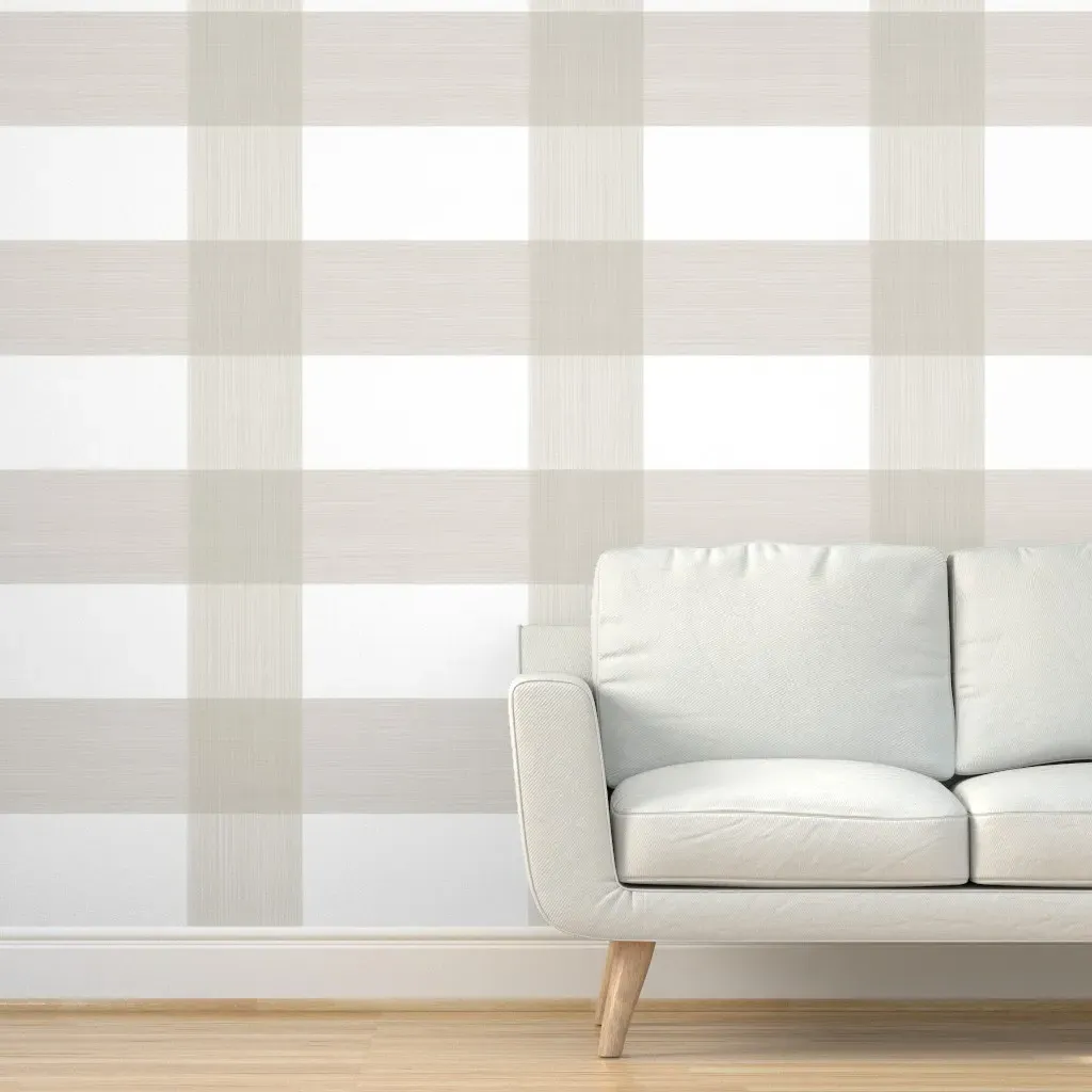 Buffalo Plaid Peel and Stick Wallpaper Panel - Beige, Gray product