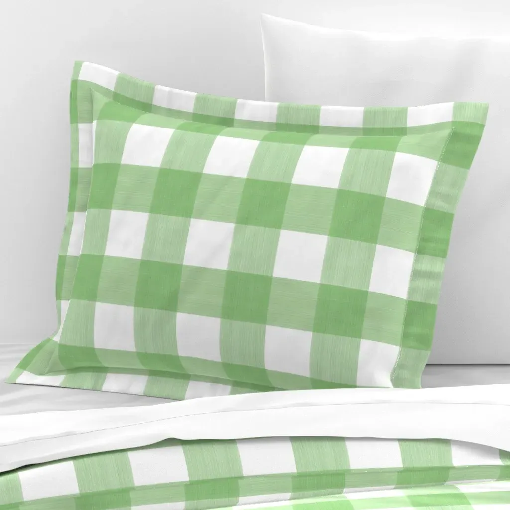 Buffalo Plaid Standard Flanged Cushion Cover - Sage Green, Cotton Sateen product