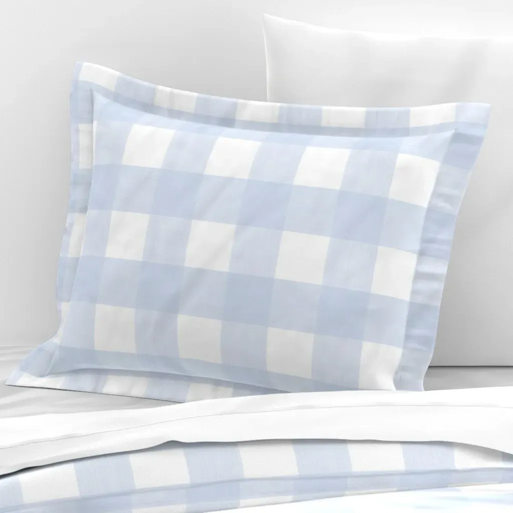 Buffalo Plaid Standard Flanged Pillow Sham - Light Blue, Cotton Sateen product