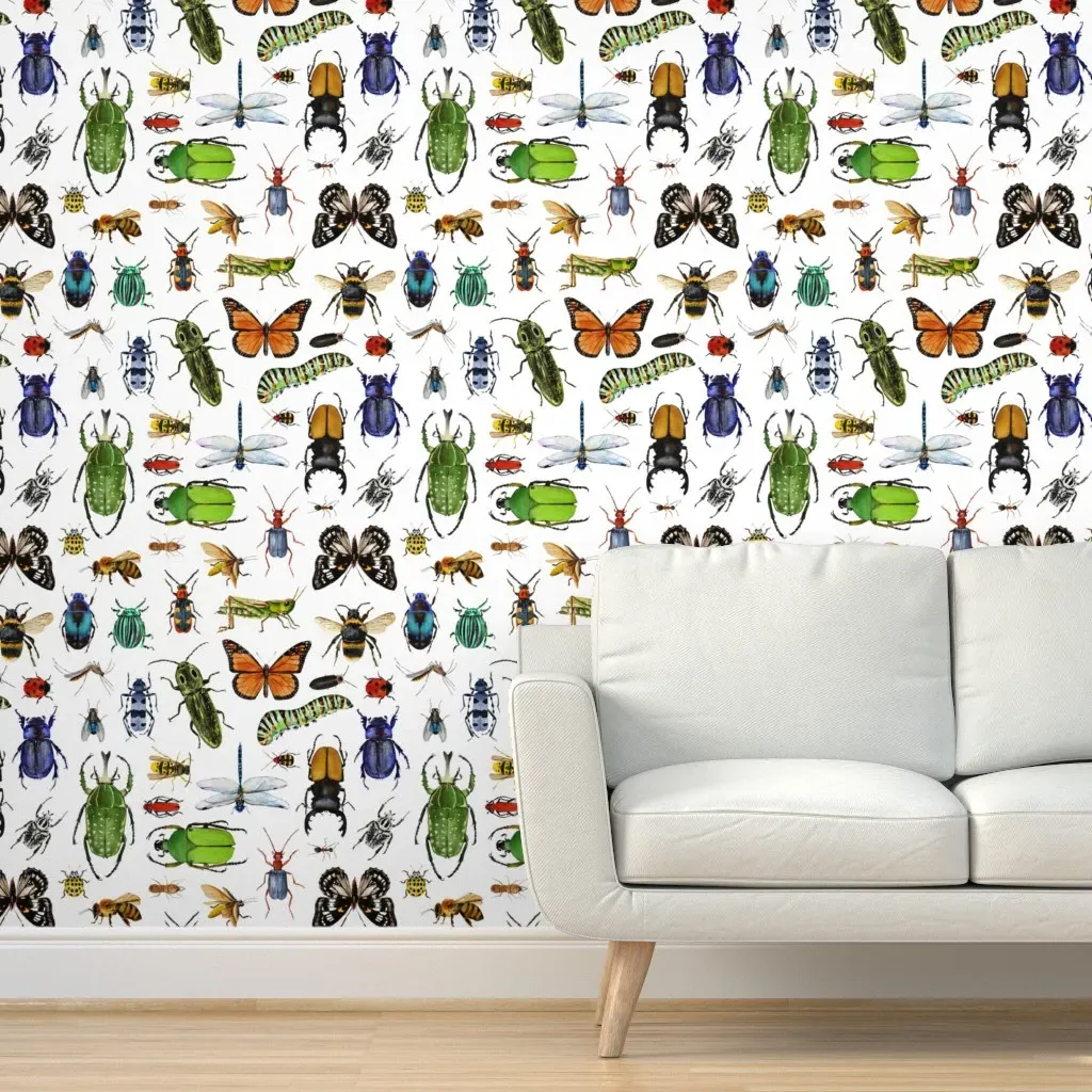 Bug & Insects Watercolor Peel and Stick Wallpaper - Green product