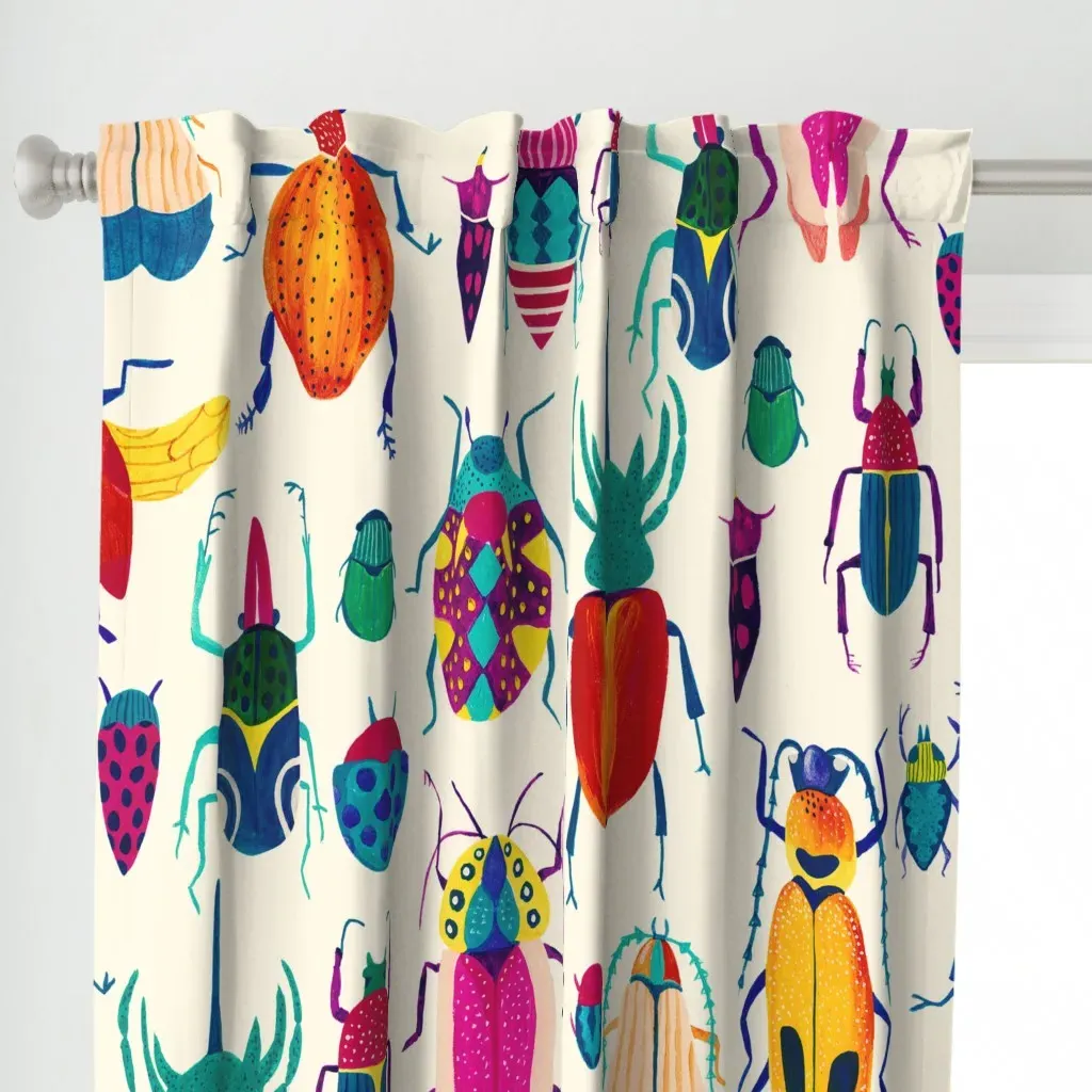 Bugs-Jumbo Curtain Panel - Orange, Cream alternate view