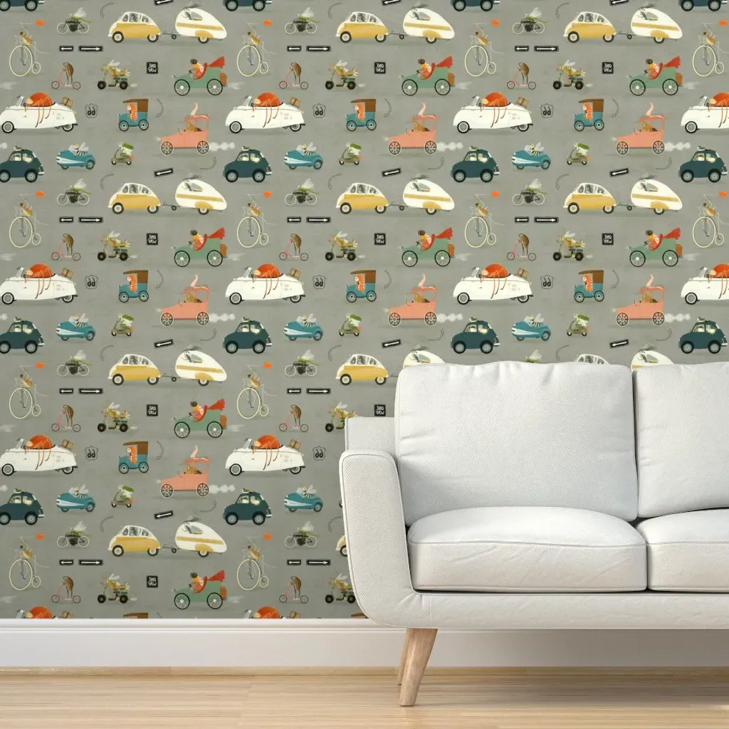 Bugs On The Move Peel and Stick Wallpaper - Grey product
