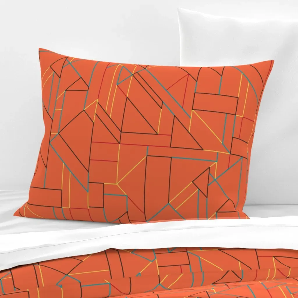 Building Blocks Standard Knife Edge Cushion Cover - Burnt Orange, Cotton Sateen product