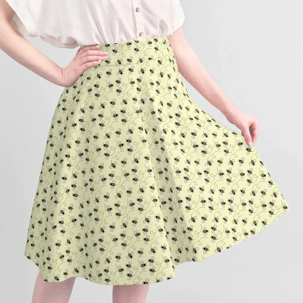 Bumble Bee Dashed Flight Trails Print Fabric - Yellow alternate view