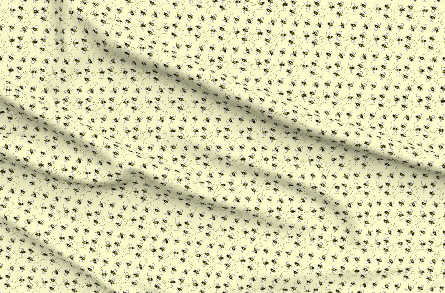 Bumble Bee Dashed Flight Trails Print Fabric - Yellow product
