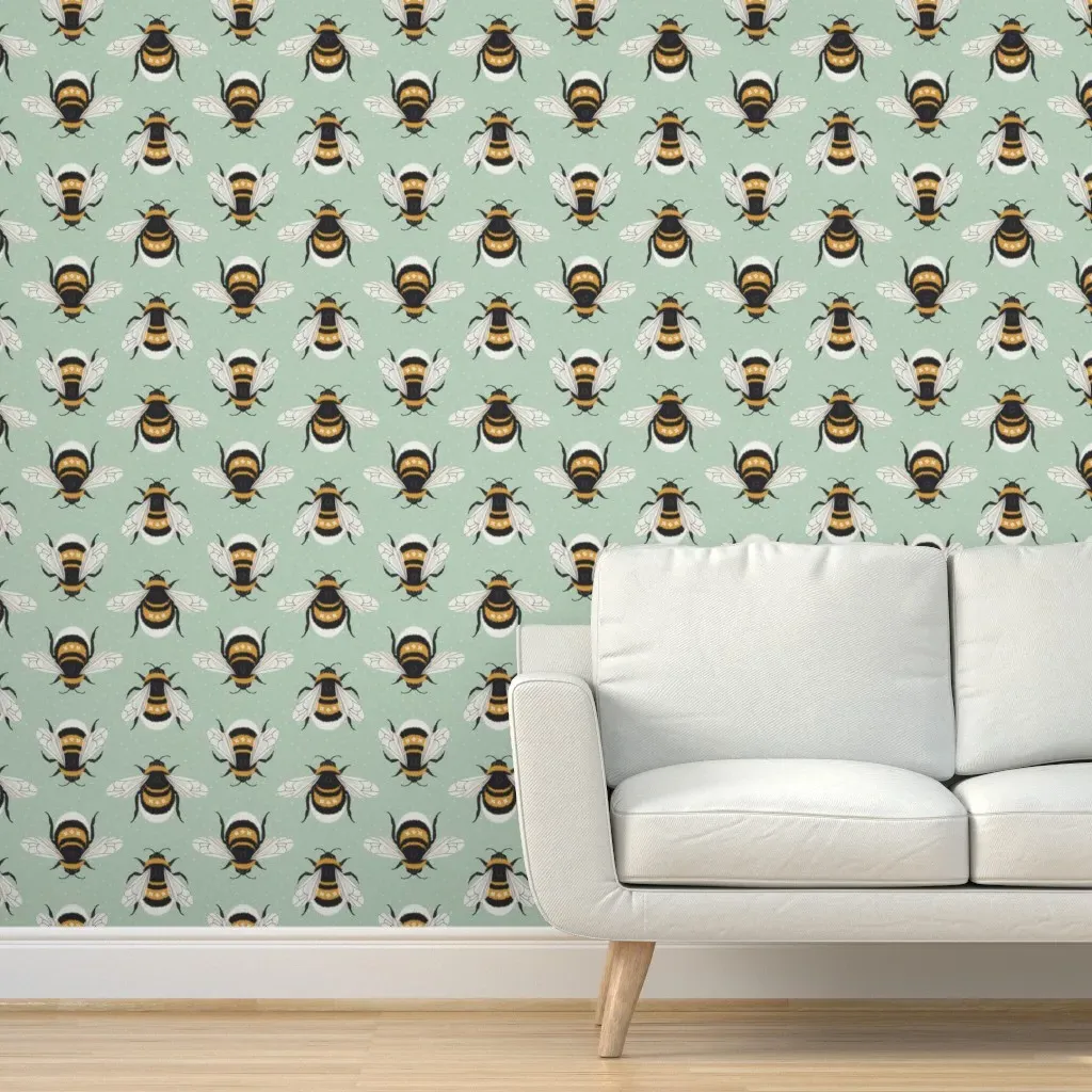 Bumblebees Peel and Stick Wallpaper - Pastel Green product