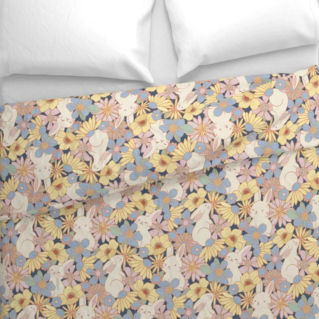 Bunnies Hiding In A Flower Duvet Cover - Cream alternate view