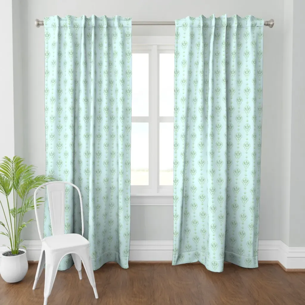 Bunnies In Aqua And Green Curtain Panel - Light Green product
