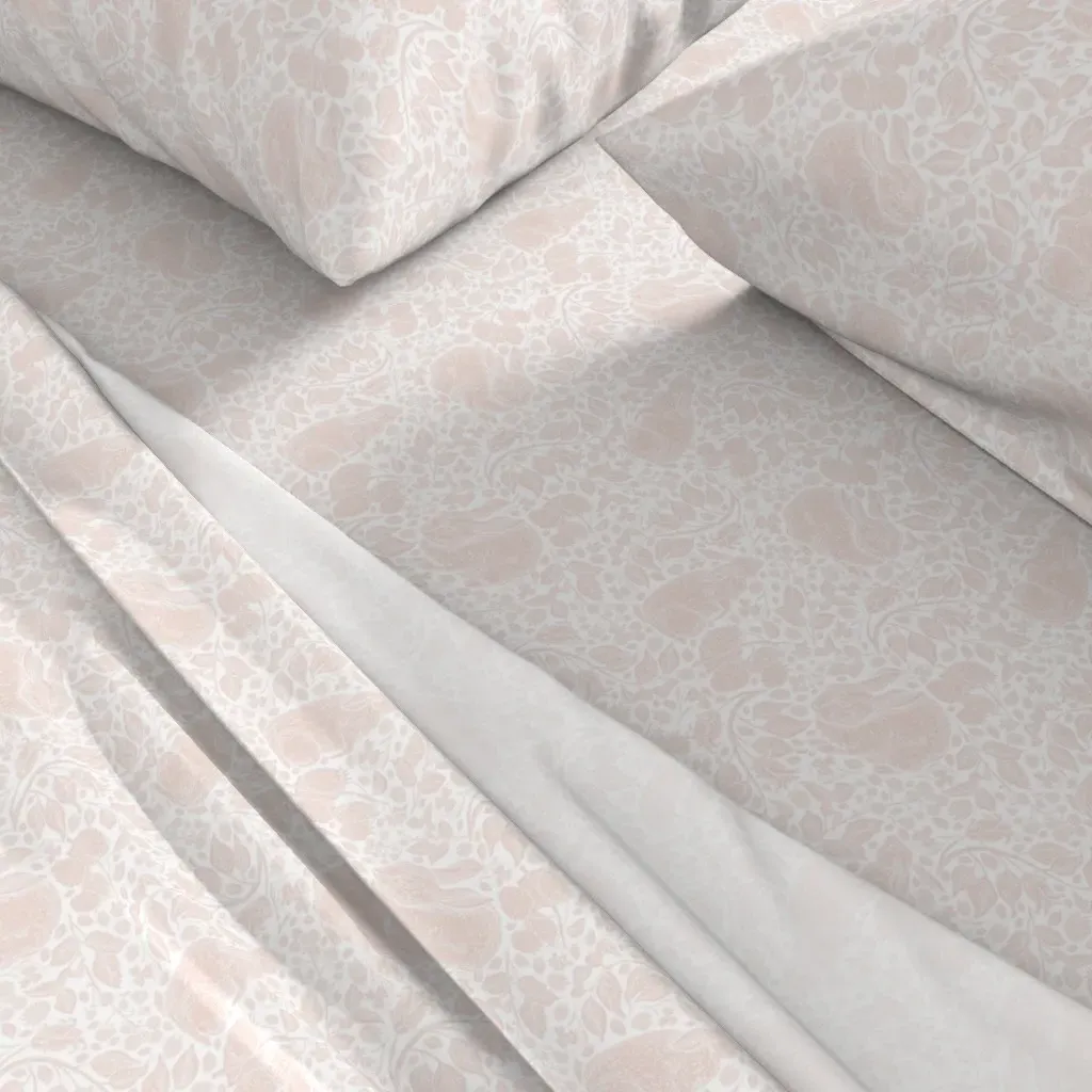 Bunnies In Thistle Lotus Petal Full Sheet Set - Blush Pink alternate view