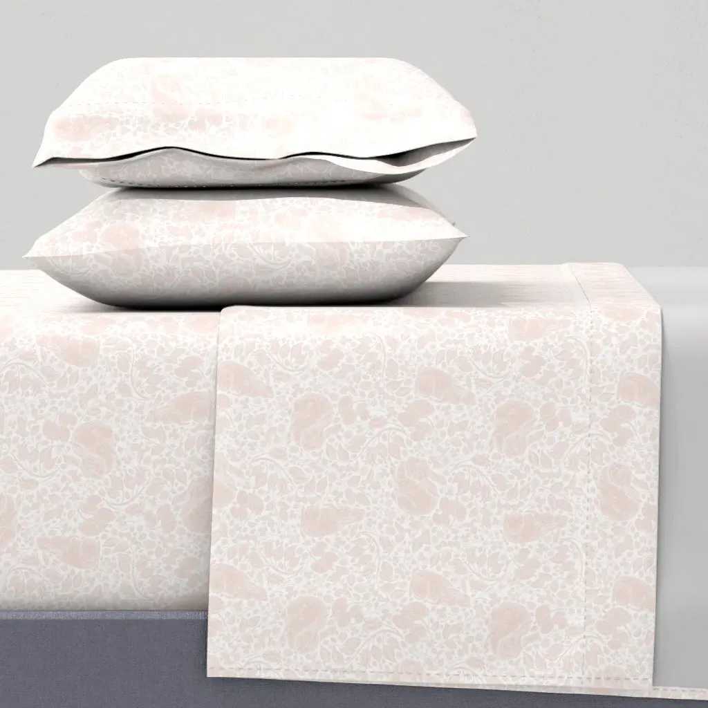 Bunnies In Thistle Lotus Petal Full Sheet Set - Blush Pink product