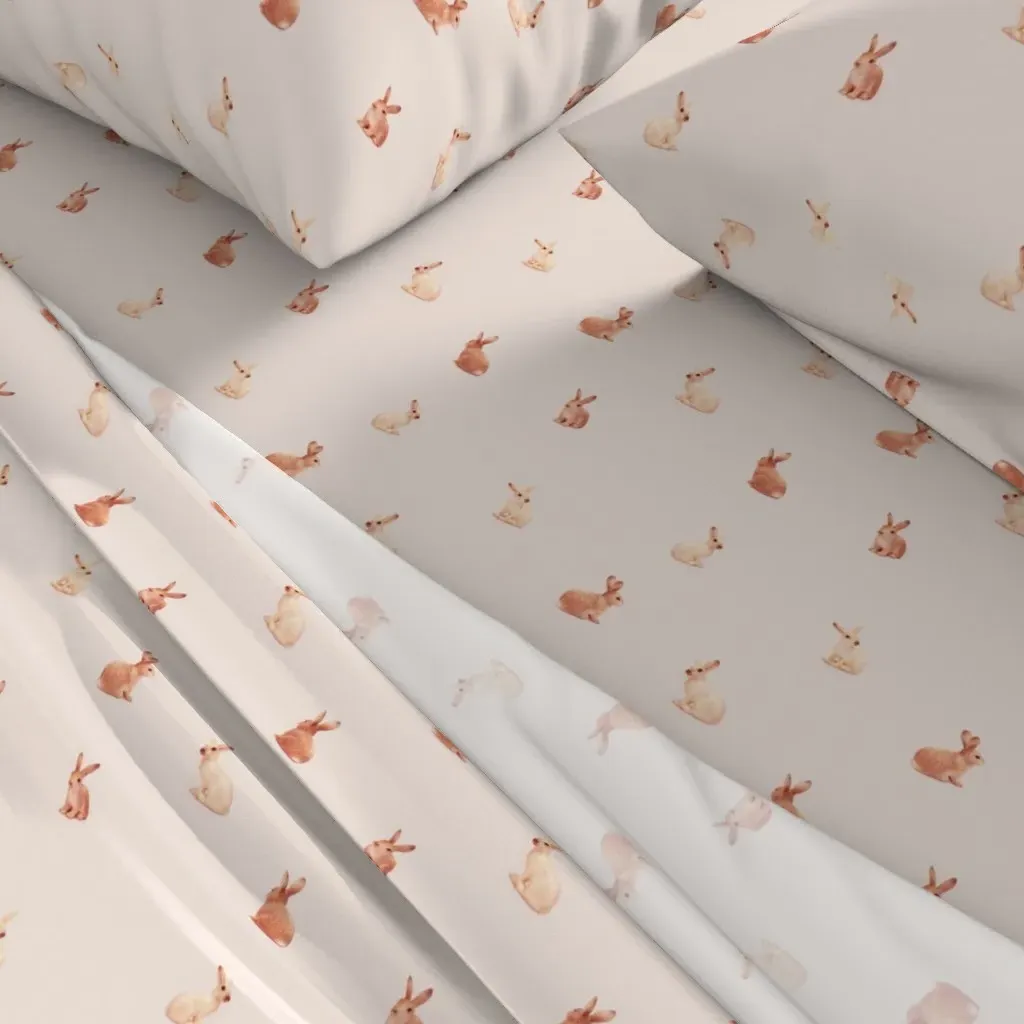 Bunnies Scattered Queen Sheet Set - Blush Pink alternate view