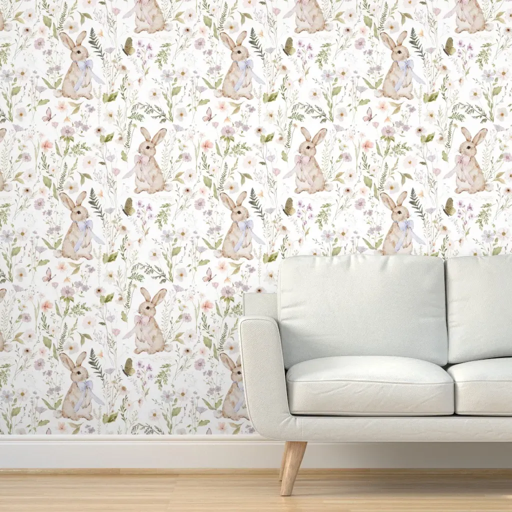Bunny Bloom Peel and Stick Wallpaper - Beige product