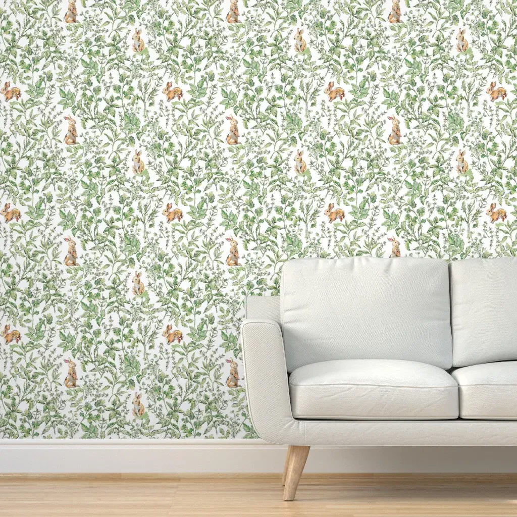 Bunny Toile Peel and Stick Wallpaper - Green product