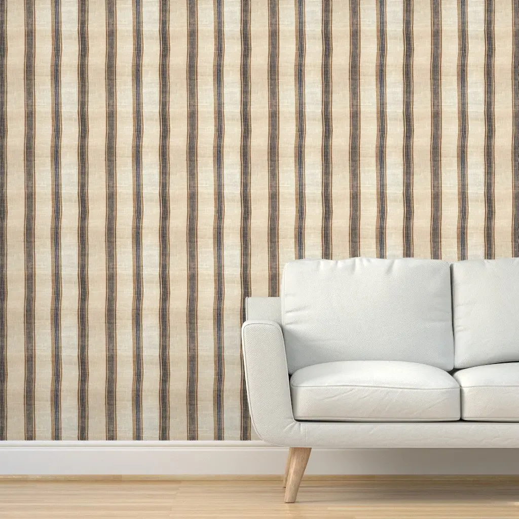 Burlap Stripe Barnwood Peel and Stick Wallpaper - Beige product