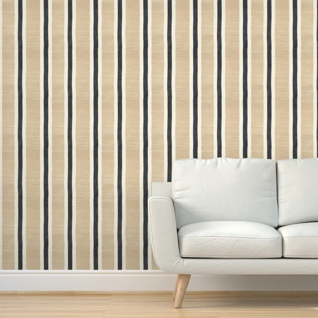 Burlap Stripe Briar Peel and Stick Wallpaper - Beige product