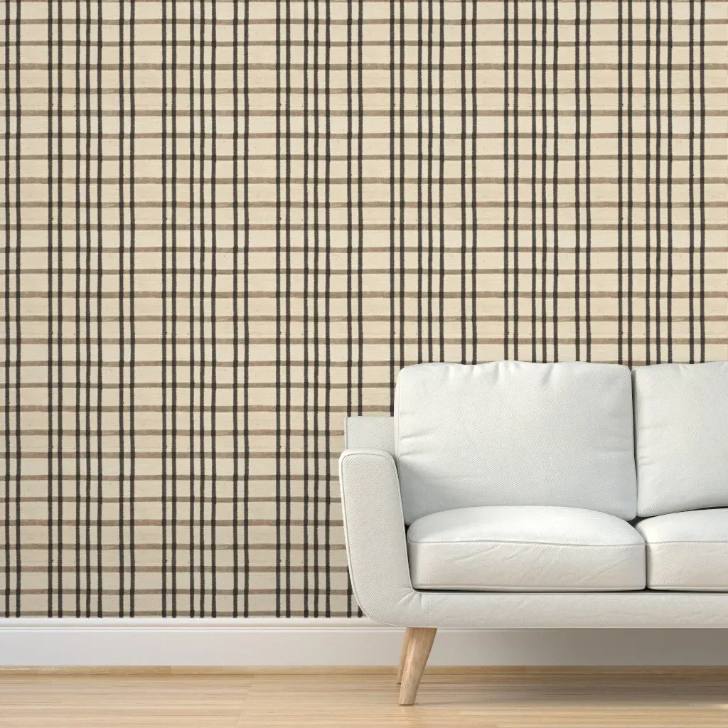 Burlap Stripe Cafe Peel and Stick Wallpaper - Beige product