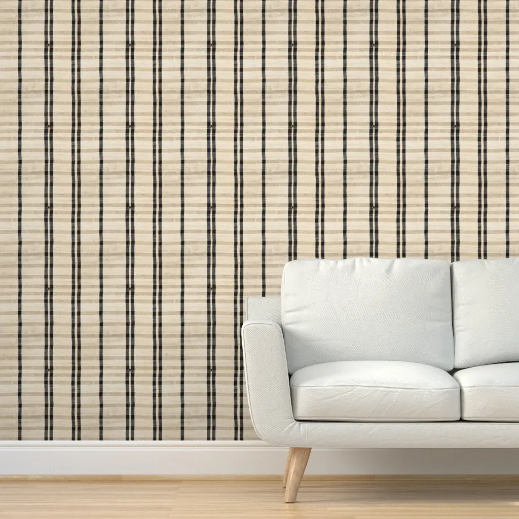 Burlap Stripe Dovetail Peel and Stick Wallpaper - Beige product