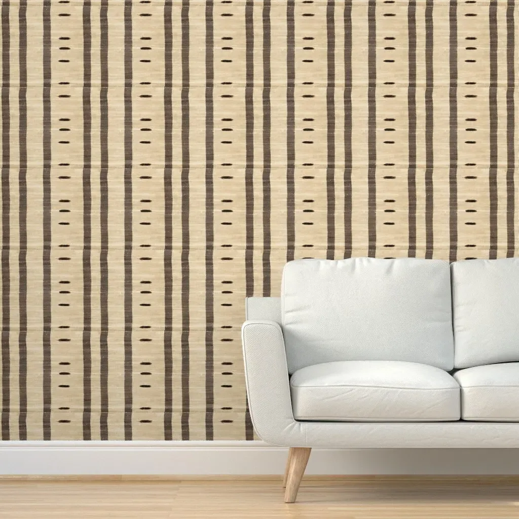 Burlap Stripe Gauze Peel and Stick Wallpaper - Beige product
