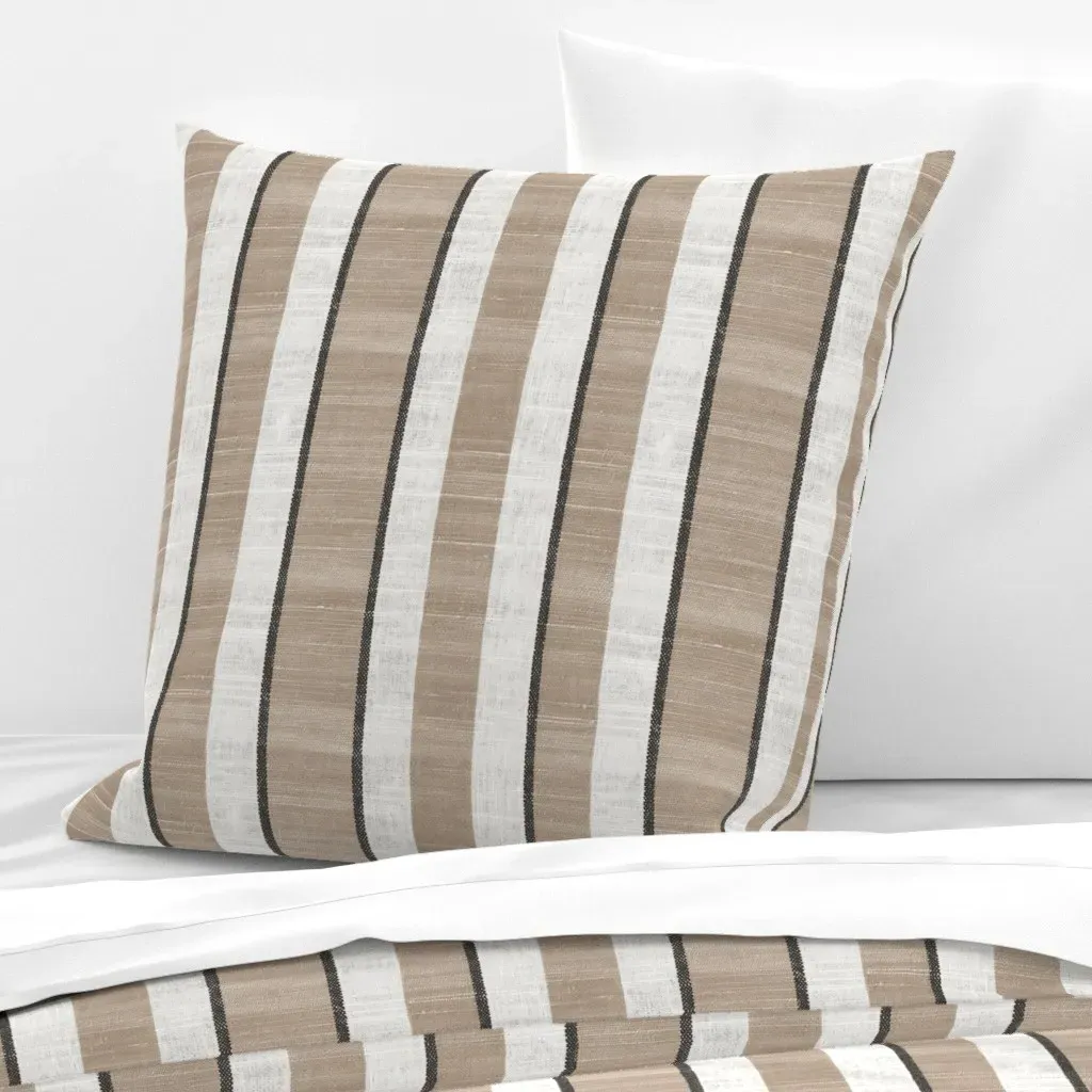 Burlap Stripe Linen Euro Pillow Sham - Taupe product