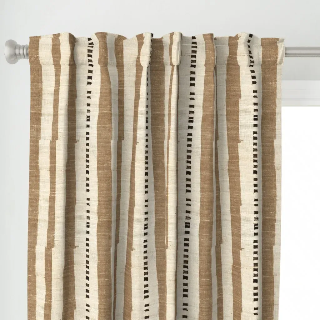 Burlap Stripe Maza Curtain Panel - Taupe alternate view