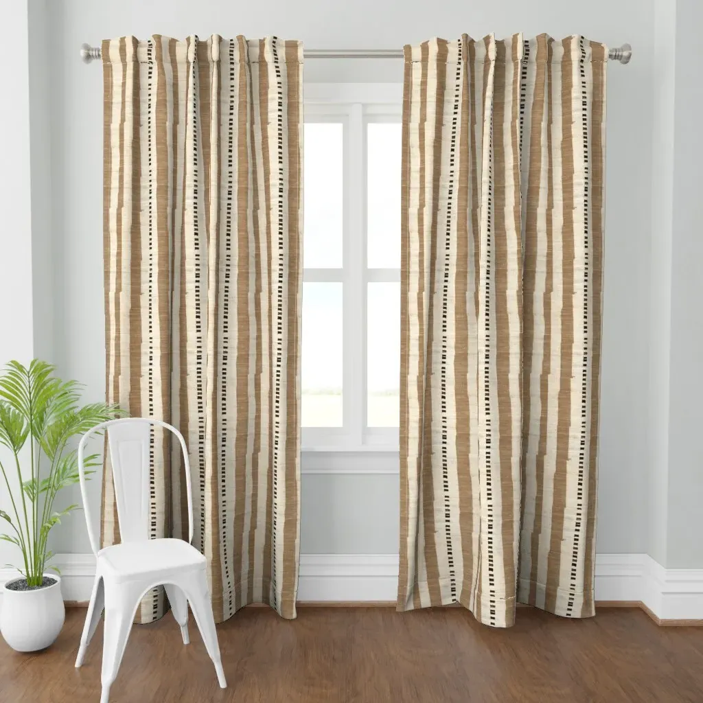Burlap Stripe Maza Curtain Panel - Taupe product