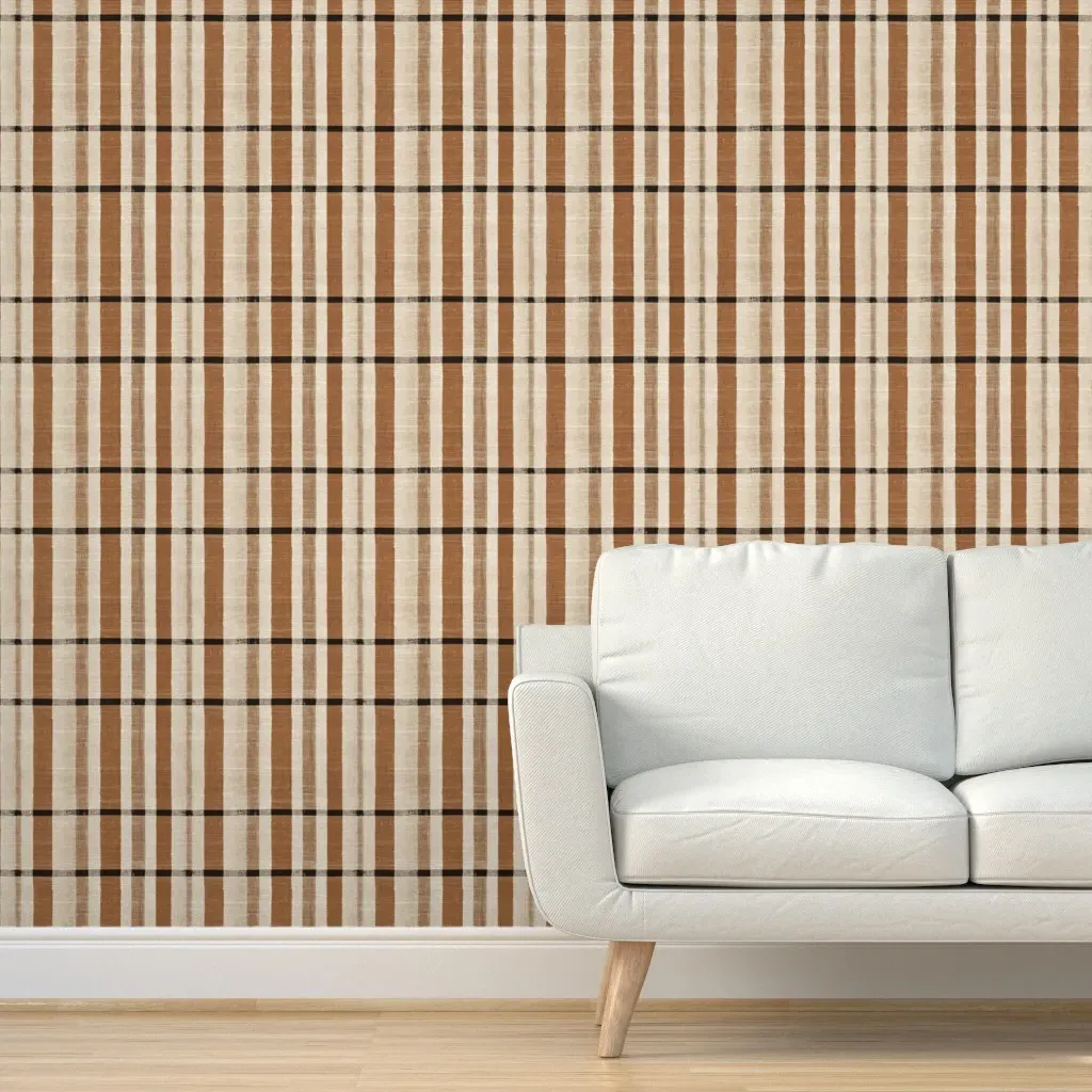 Burlap Stripe Mochi Peel and Stick Wallpaper - Brown product