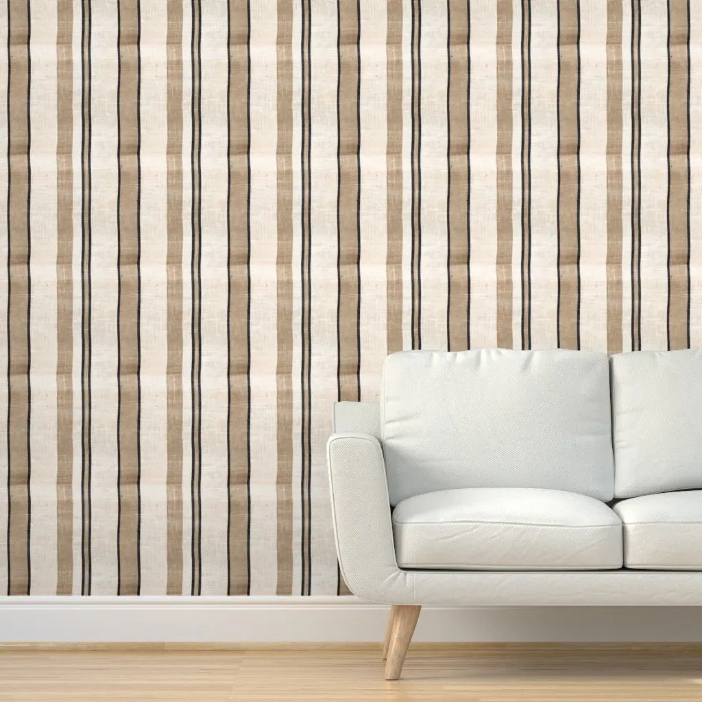 Burlap Stripe North Peel and Stick Wallpaper - Beige product