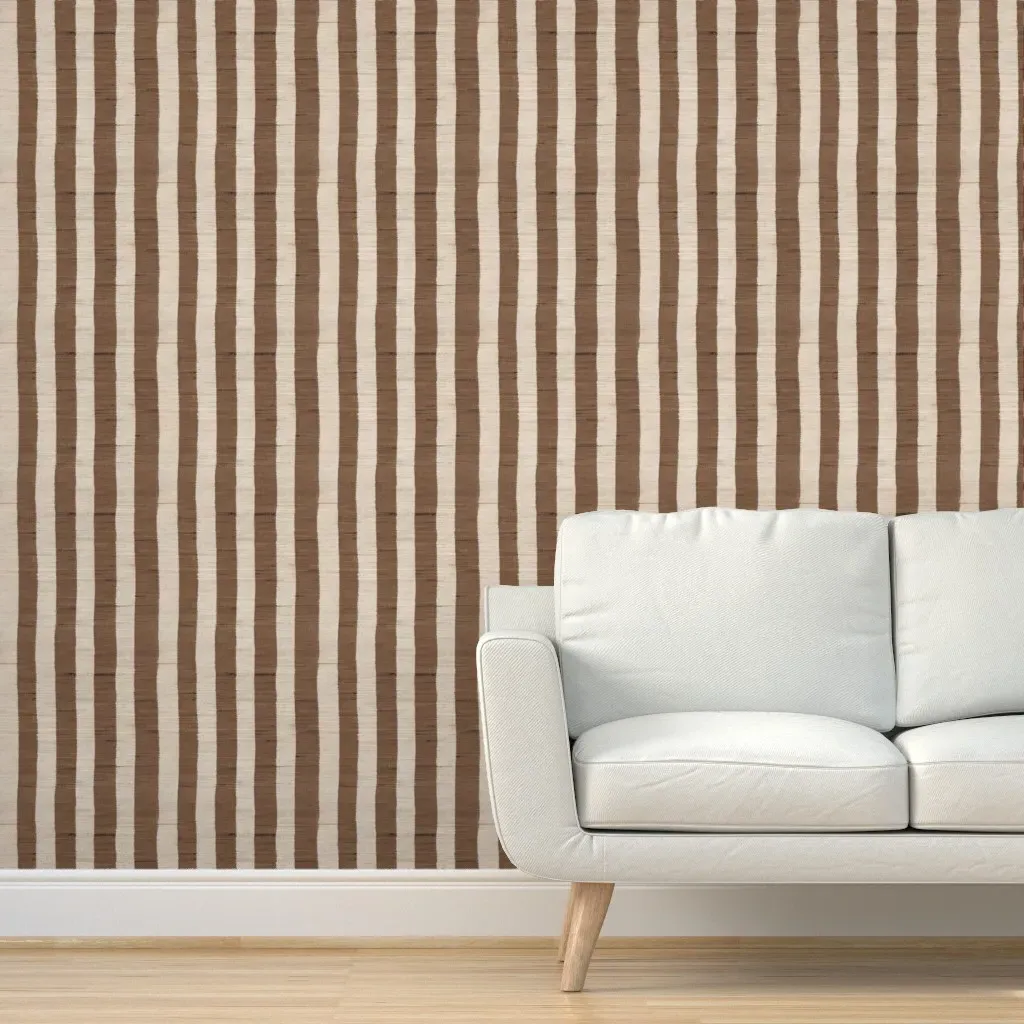 Burlap Stripe Peel and Stick Wallpaper - Brown product