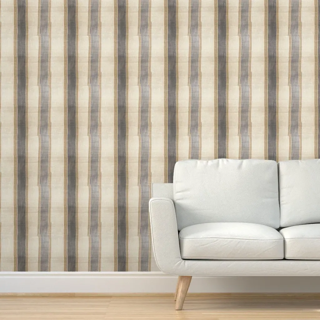 Burlap Stripe Peel and Stick Wallpaper - Greige product