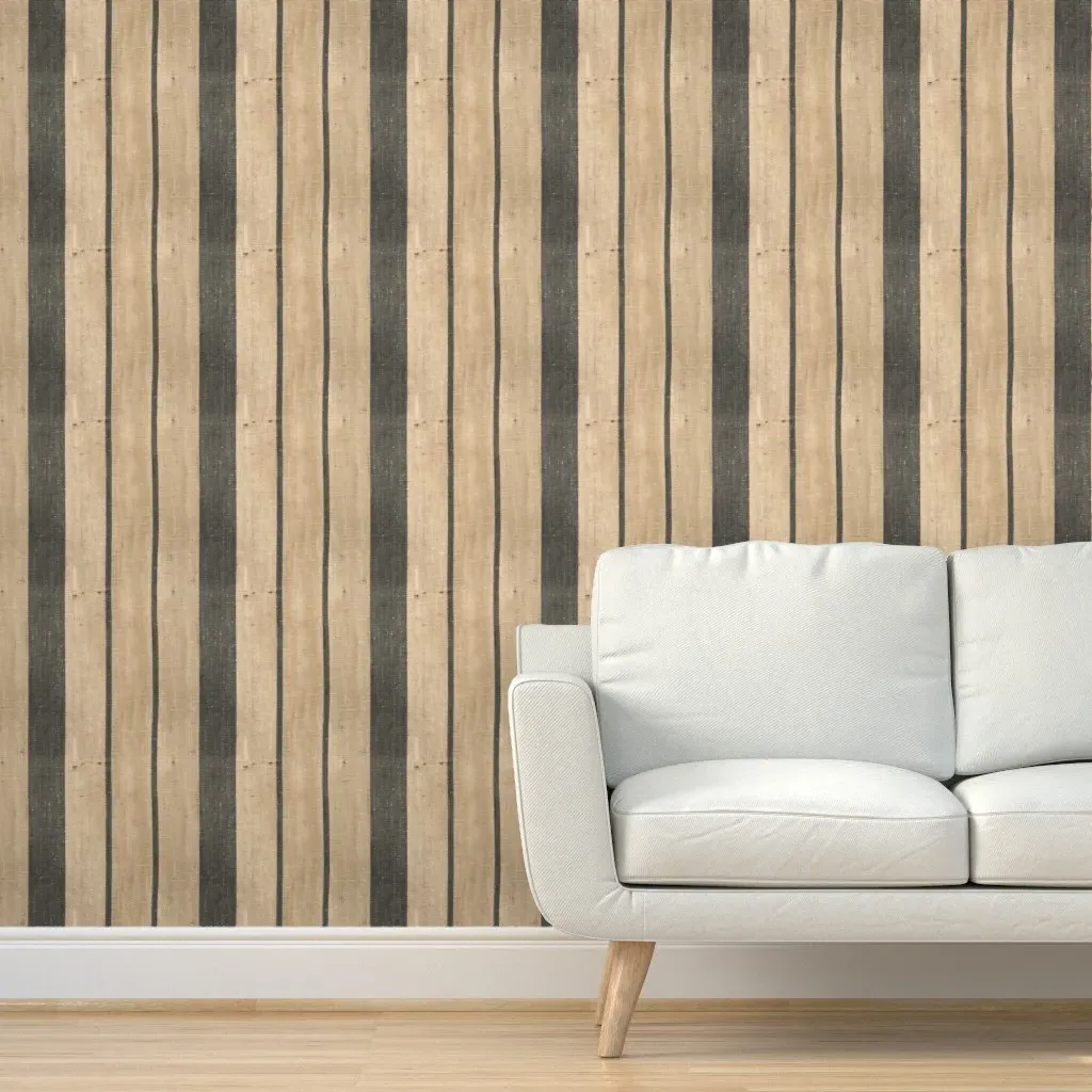 Burlap Stripe Peel and Stick Wallpaper Removable - Beige product