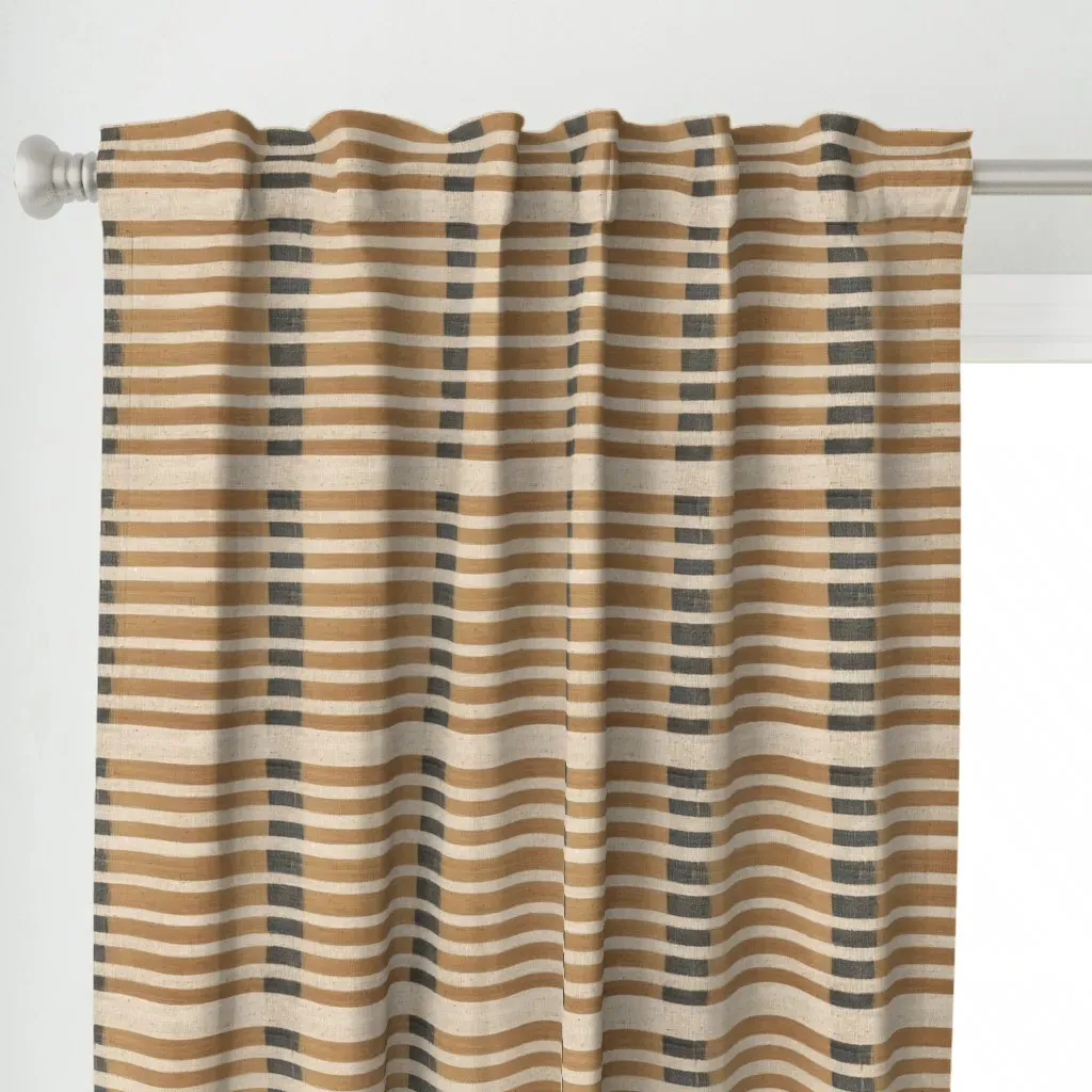Burlap Stripe Rural Curtain Panel - Beige alternate view