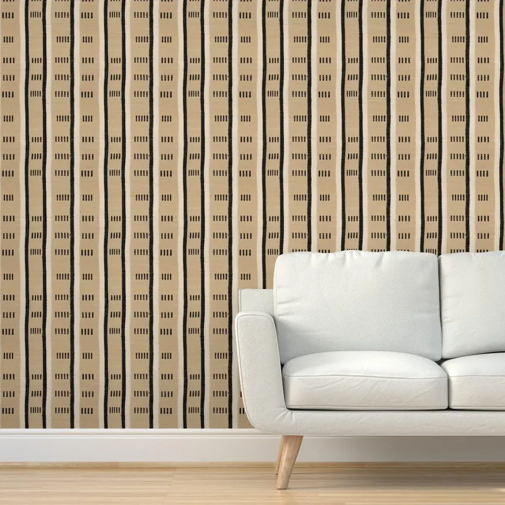 Burlap Stripe Stitch Peel and Stick Wallpaper - Beige product