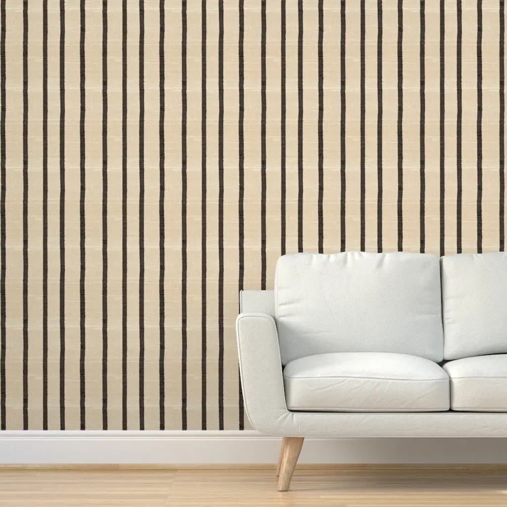 Burlap Stripe Villa Peel and Stick Wallpaper - Beige product