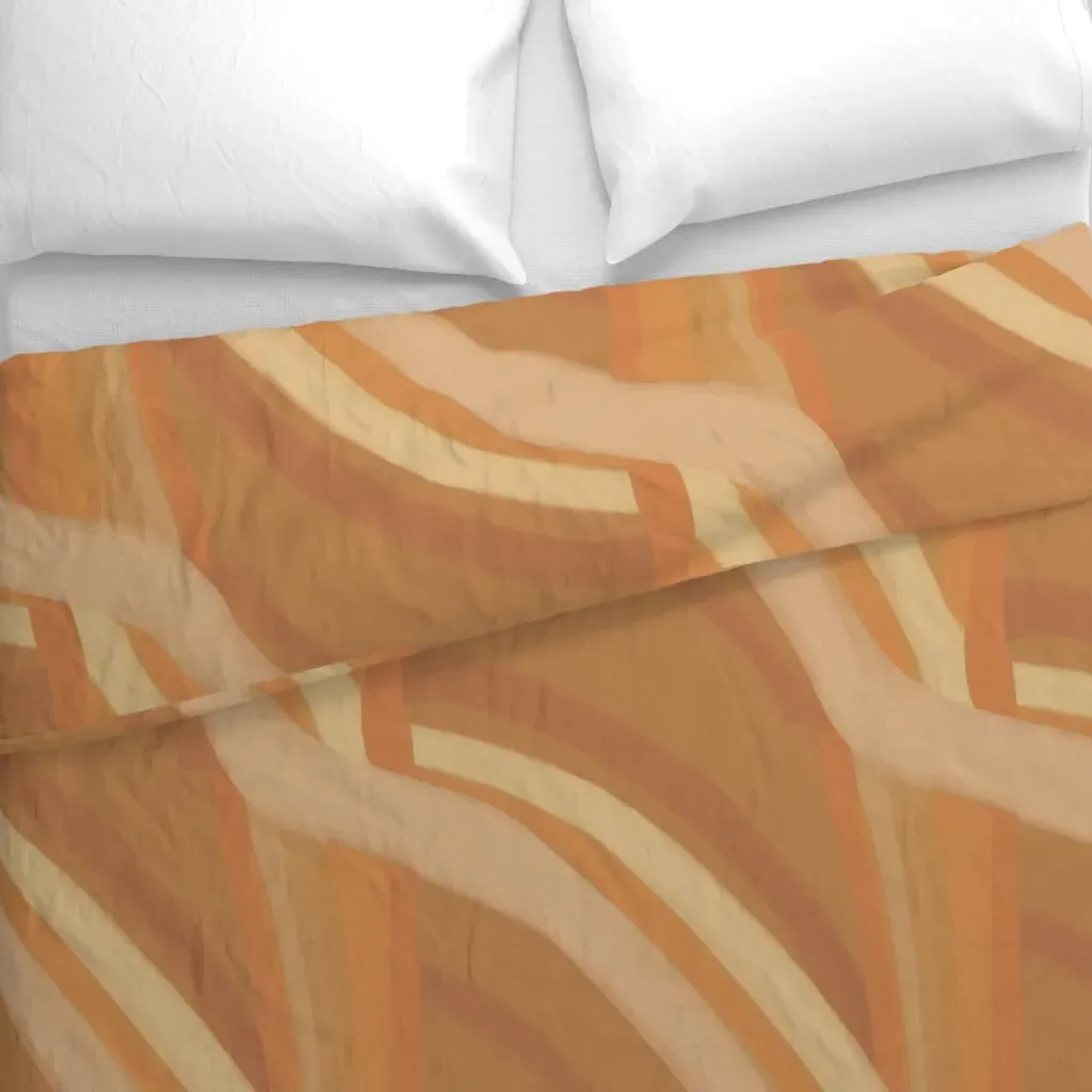 Burnished Banded Abstract Duvet Cover - Burnt Sienna alternate view