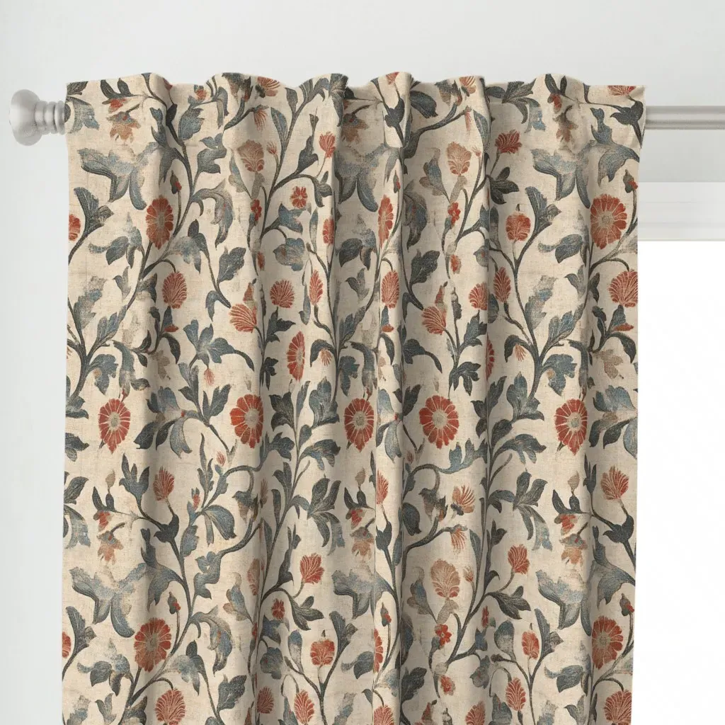 Burnished Peaceful Iznik Curtain Panel - Red alternate view