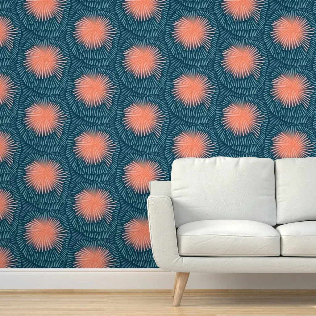 Burst Abstract Fireworks Floral Peel and Stick Wallpaper - Coral product