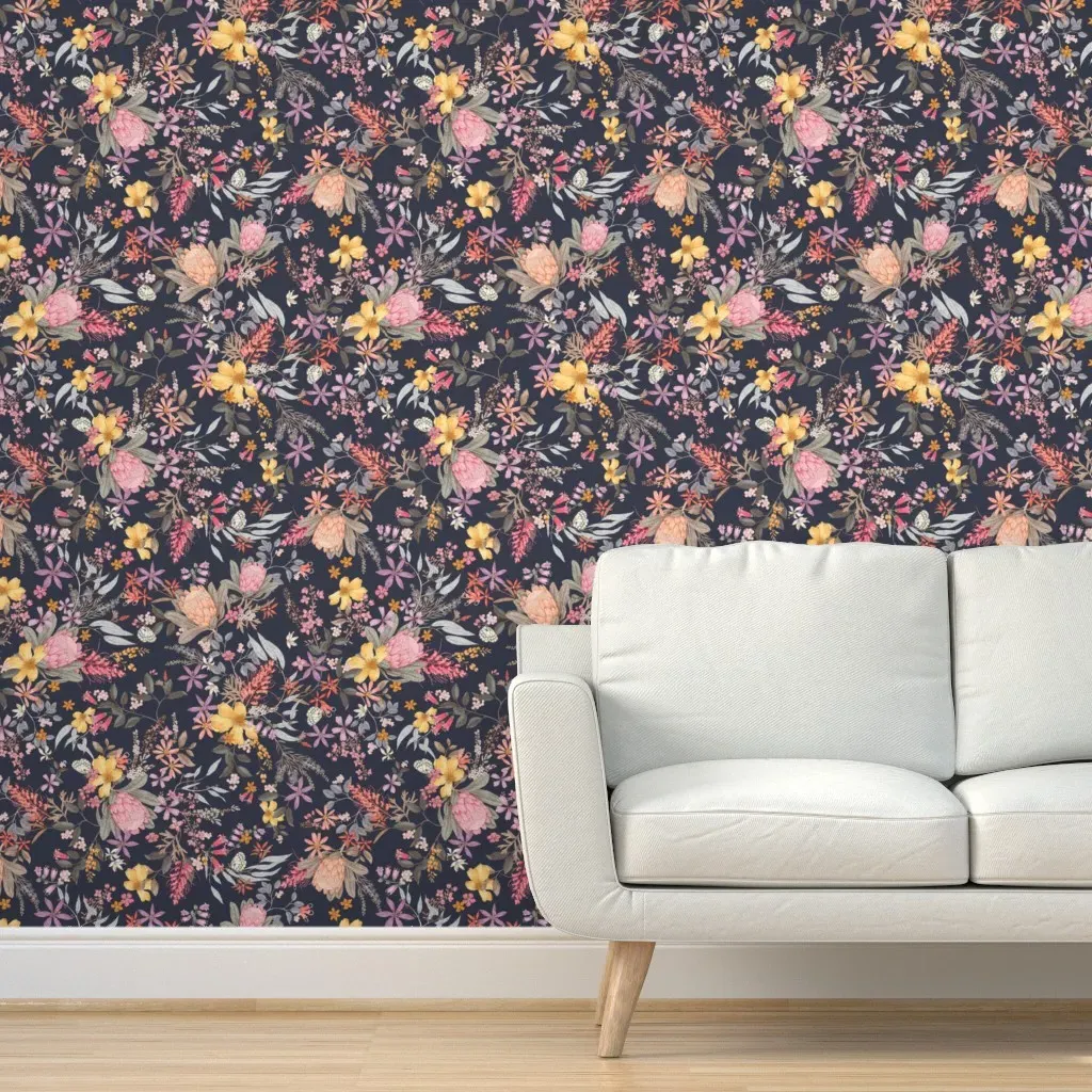 Bush Bouquet Peel and Stick Wallpaper - Navy product