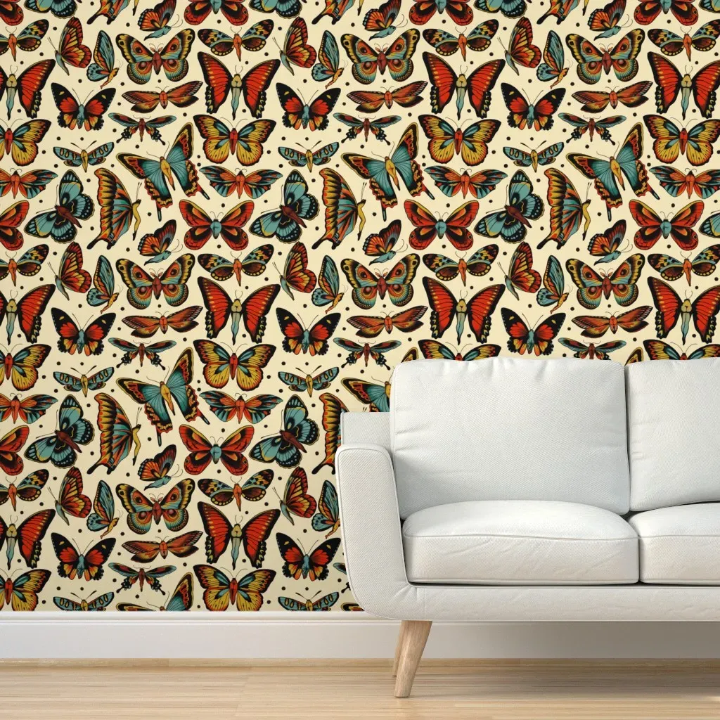 Butt-Erflies Peel and Stick Wallpaper - Orange product