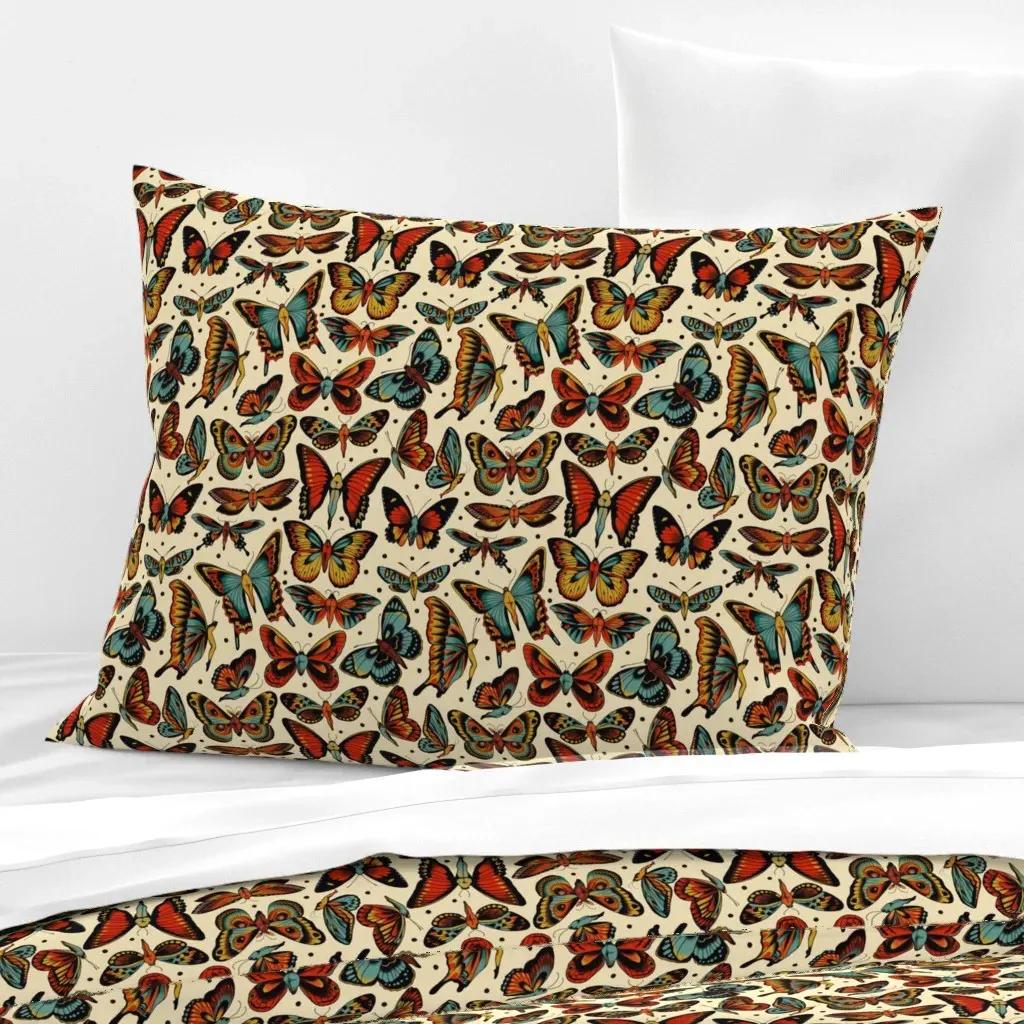 Butt-Erflies Standard Knife Edge Pillow Cover - Orange, Cotton Sateen product
