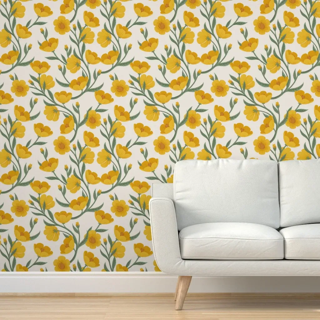Buttercup Cats Mid Scale Peel and Stick Wallpaper - Yellow product