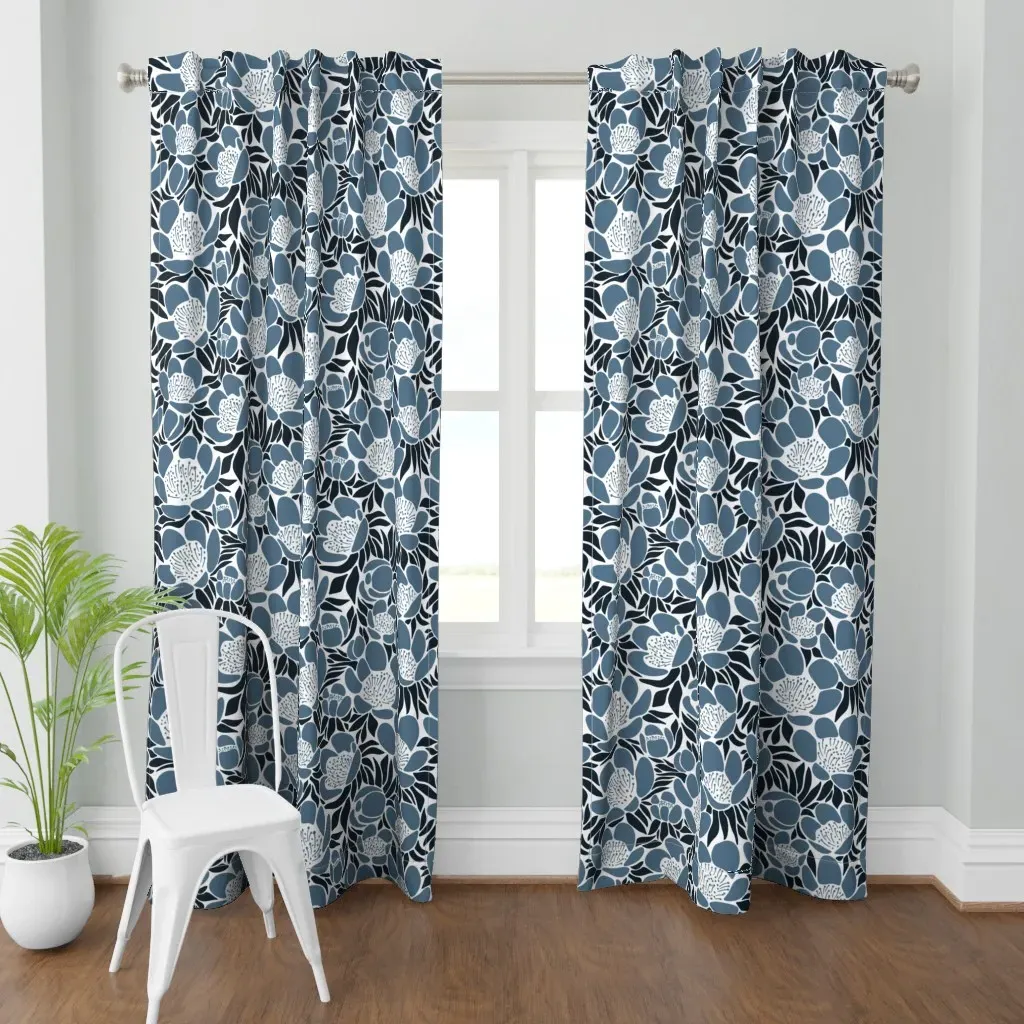 Buttercup Floral In Deep Curtain Panel - Blue product