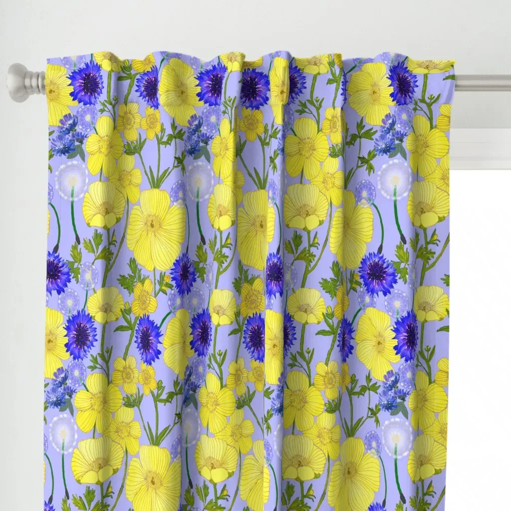 Buttercups Dandelion Curtain Panel - Yellow alternate view