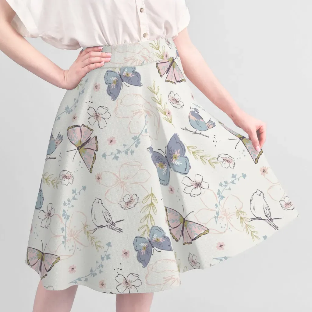 Butterflies And Birds Garden Nursery Fabric - Pink, Pique alternate view