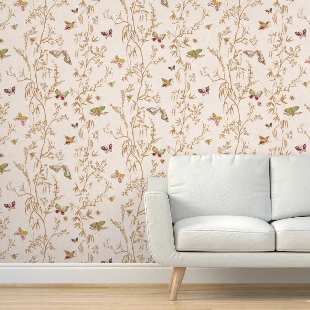 Butterfly Chinoiserie Peel and Stick Wallpaper - Gold product