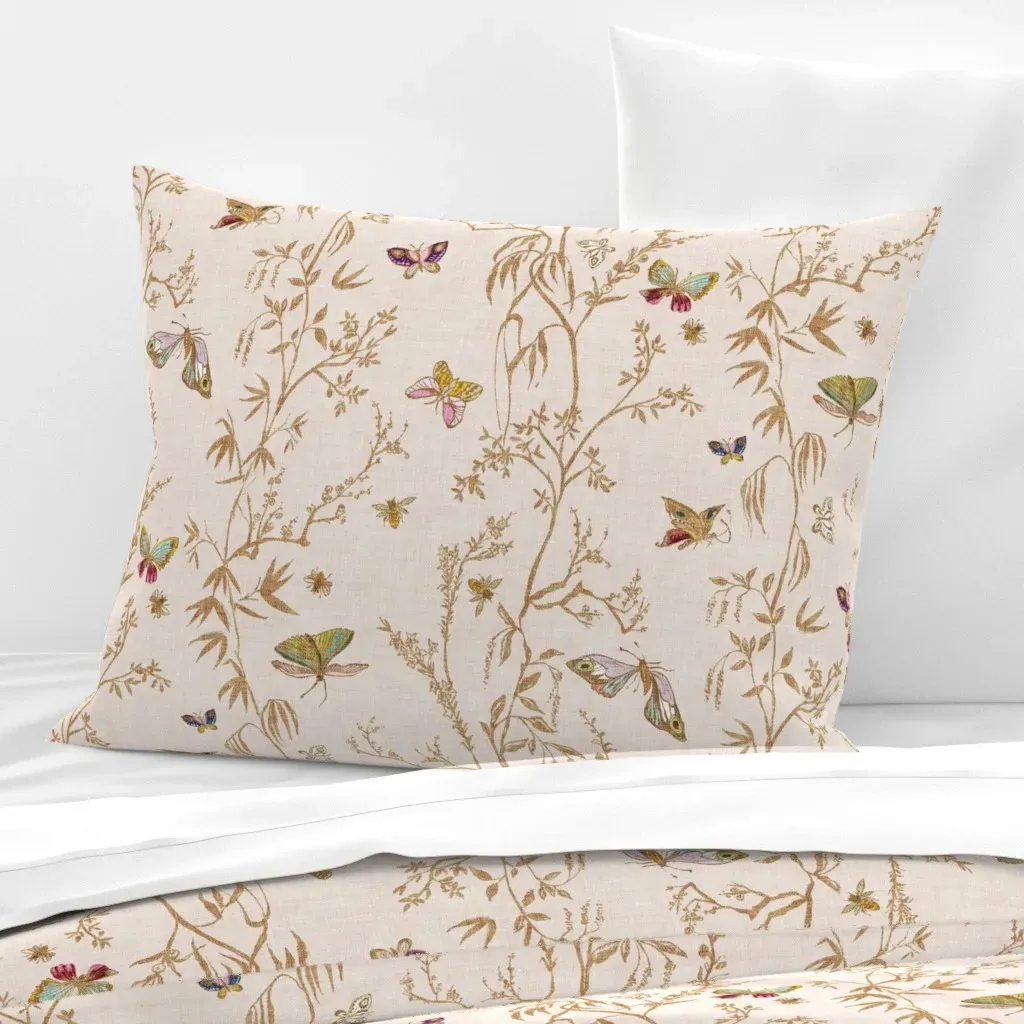 Butterfly Chinoiserie Standard Knife Edge Cushion - Gold, Cotton Sateen product