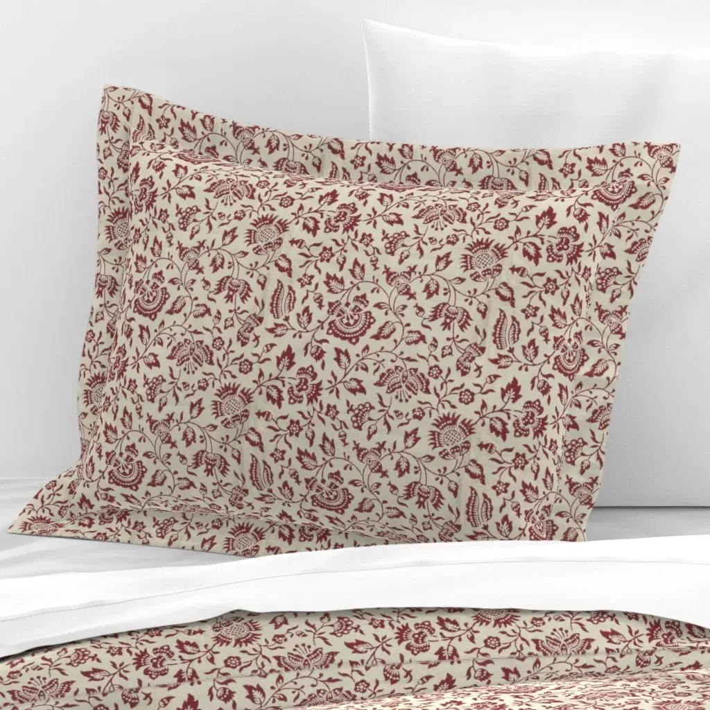 Butterfly Flowers Standard Flanged Cushion Cover - Crimson, Cotton Sateen product