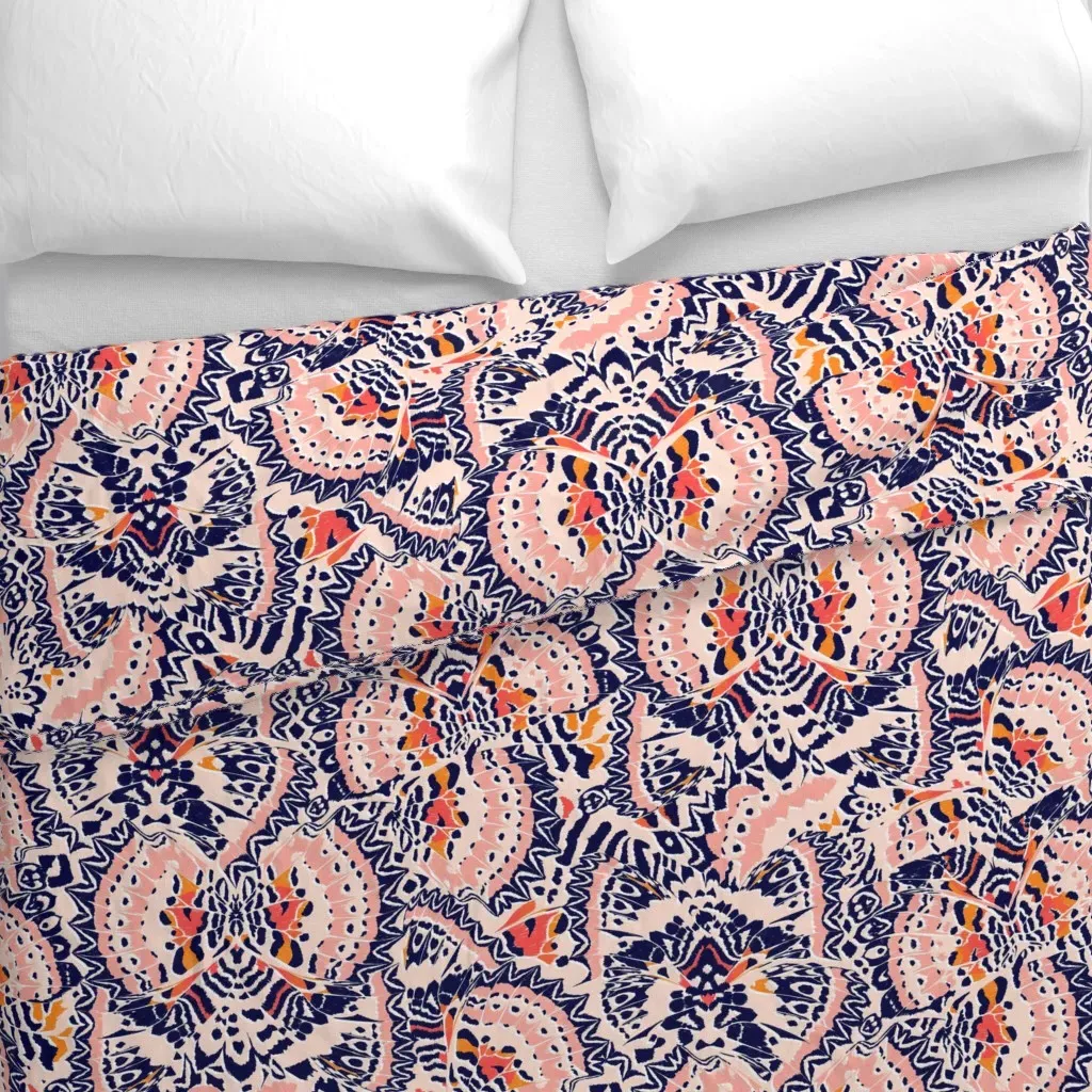 Butterfly Kaleidoscope Jumbo Duvet Cover - Navy Blue alternate view