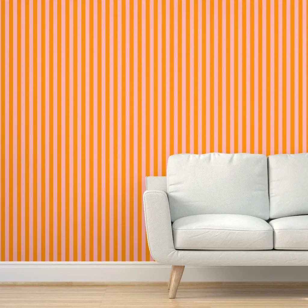 Cabana Awning Stripe Peel and Stick Wallpaper - Orange product