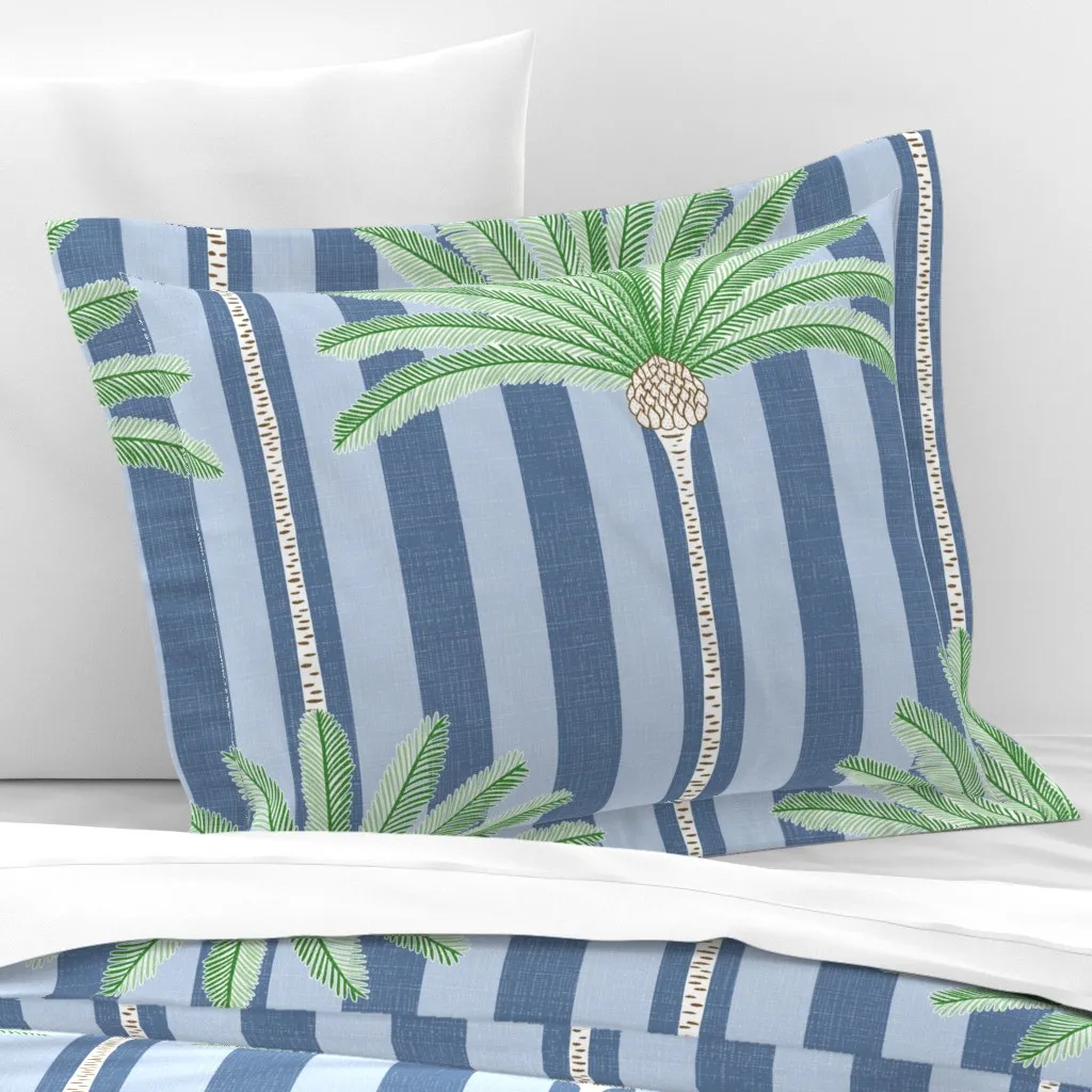 Cabana Palm Stripes Standard Flanged Cushion - Green, Cotton Sateen product