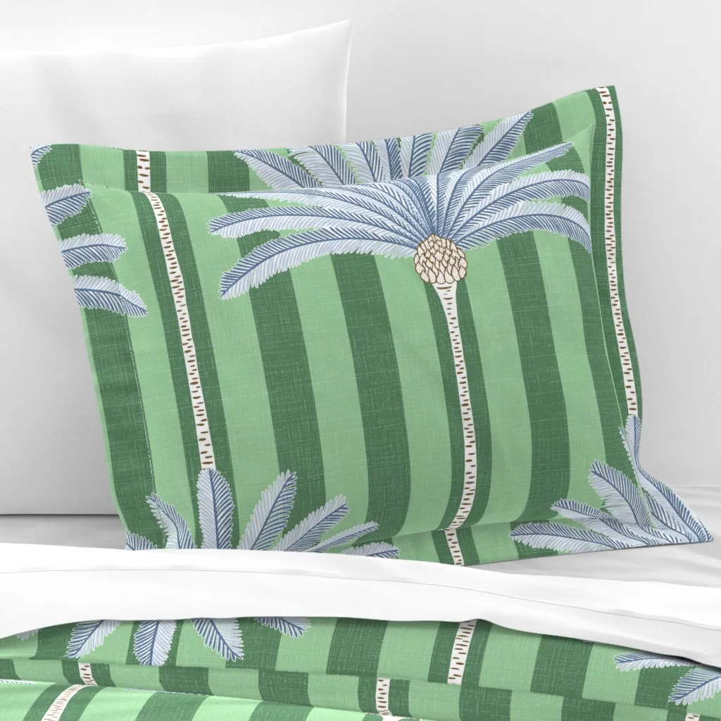 Cabana Palm Stripes Standard Flanged Pillow - Blue, Cotton product